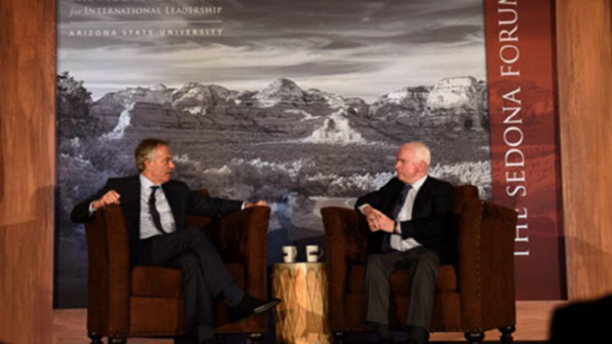 Senator John McCain and former United Kingdom Prime Minister Tony Blair