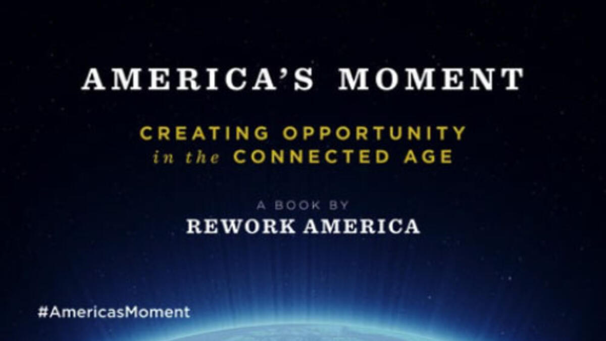 Image of space with text America's Moment