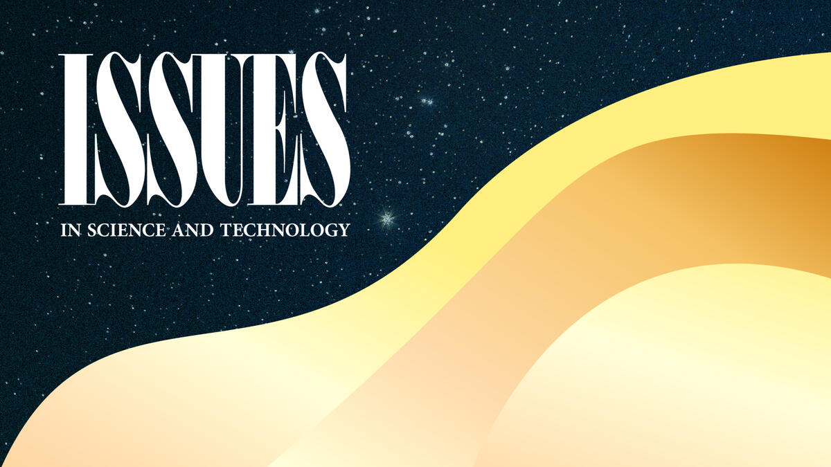 An illustrated gold wave design sits against a backdrop of stars in a dark sky.
