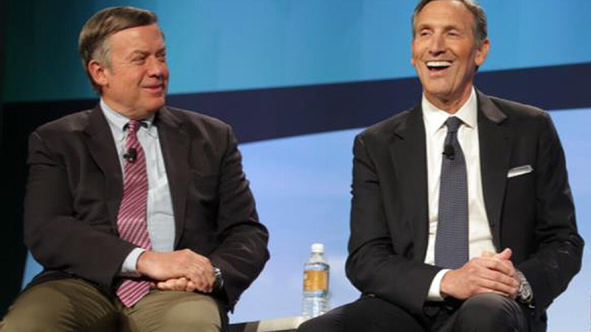 ASU President Michael Crow and Starbucks Executive Chairman Howard Schultz