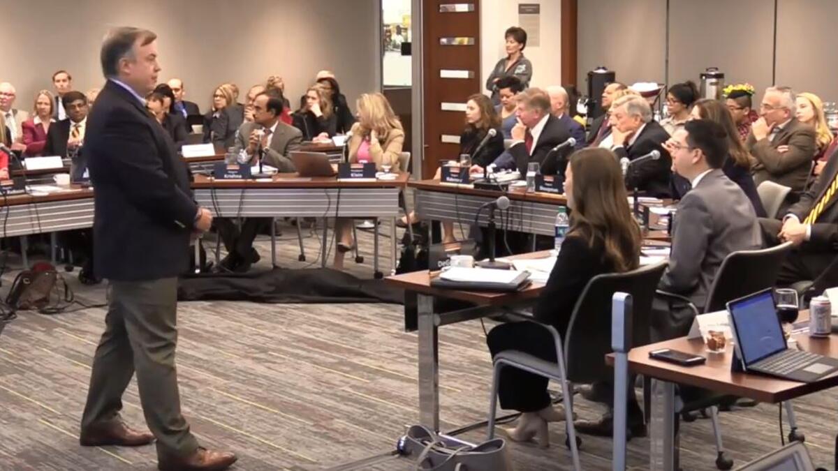 ASU President Michael Crow presents to ABOR
