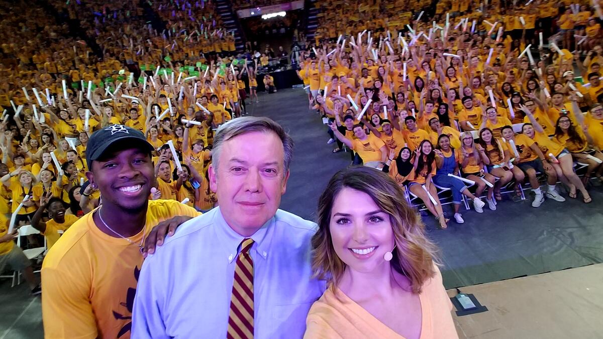 Michael Crow selfie with student leaders
