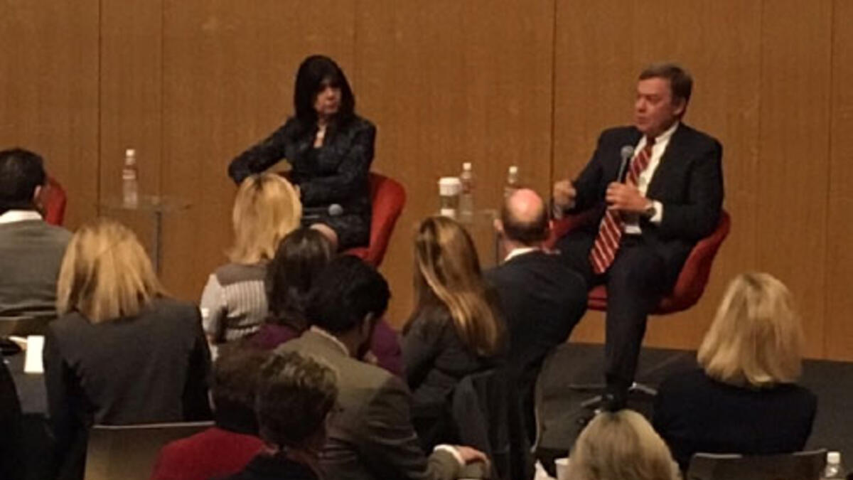 ASU President Michael Crow and MCCCD Chancellor Maria Harper-Marinick address the GPCC Vallley Voices audience.
