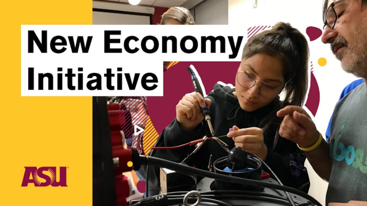 ASU student and professor working on an engineering project
