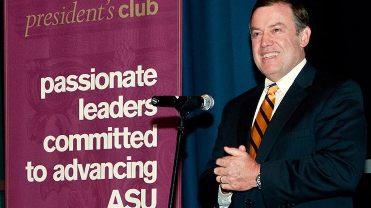 ASU President Michael Crow addresses the ASU President's Club